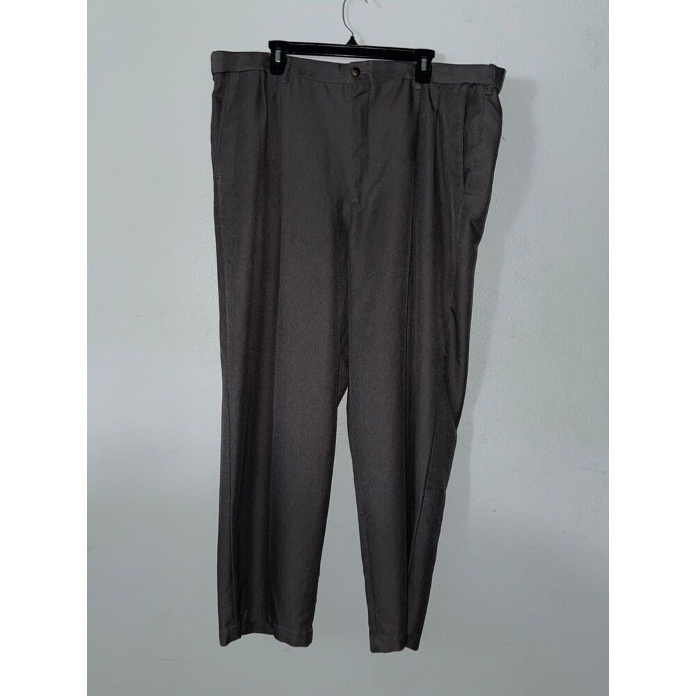 Haggar Men's 44x30 Dress Pants Pleated Front Gray Classic Fit Dress Pants MINT